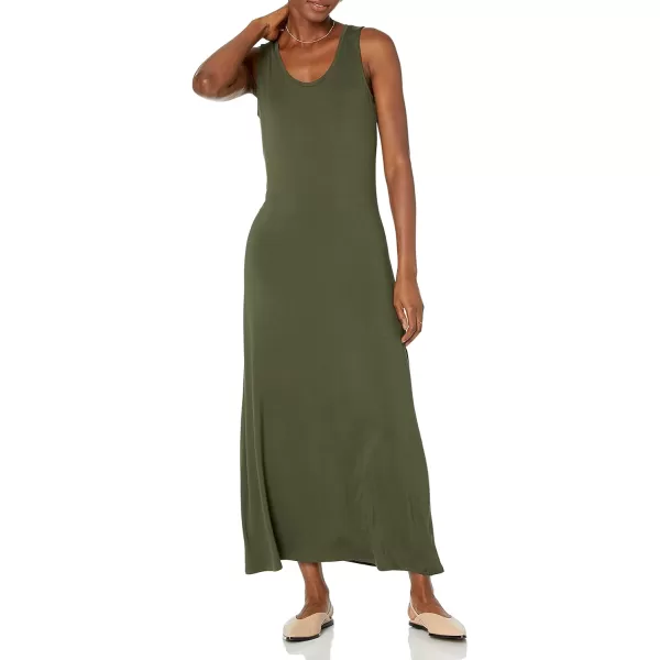 Amazon Essentials Womens Tank Maxi DressRayon Blend Dark Olive