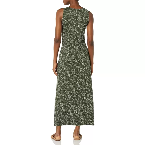 Amazon Essentials Womens Tank Maxi DressRayon Blend Green Dots