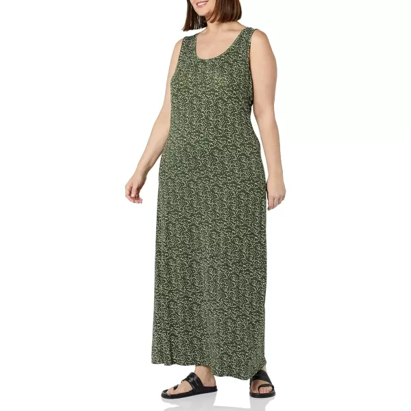 Amazon Essentials Womens Tank Maxi DressRayon Blend Green Dots