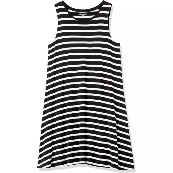 Amazon Essentials Womens Tank Swing Dress Available in Plus SizeRayon Blend Black French Stripe