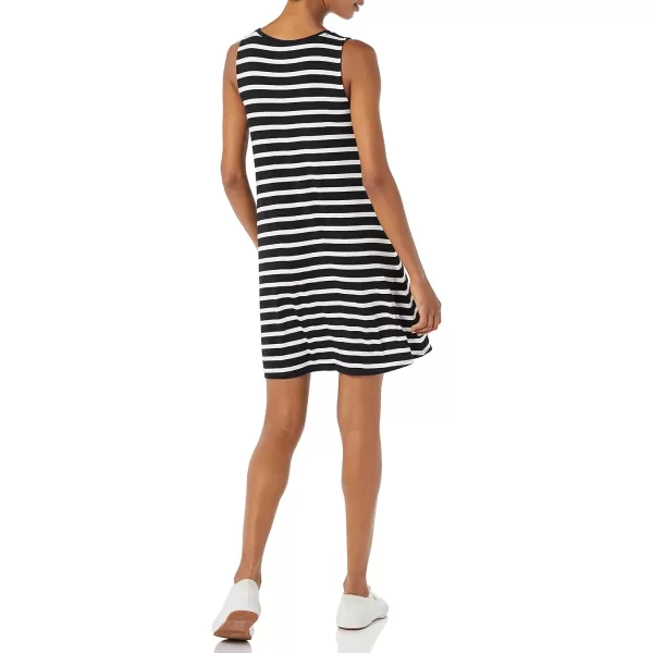 Amazon Essentials Womens Tank Swing Dress Available in Plus SizeRayon Blend Black French Stripe