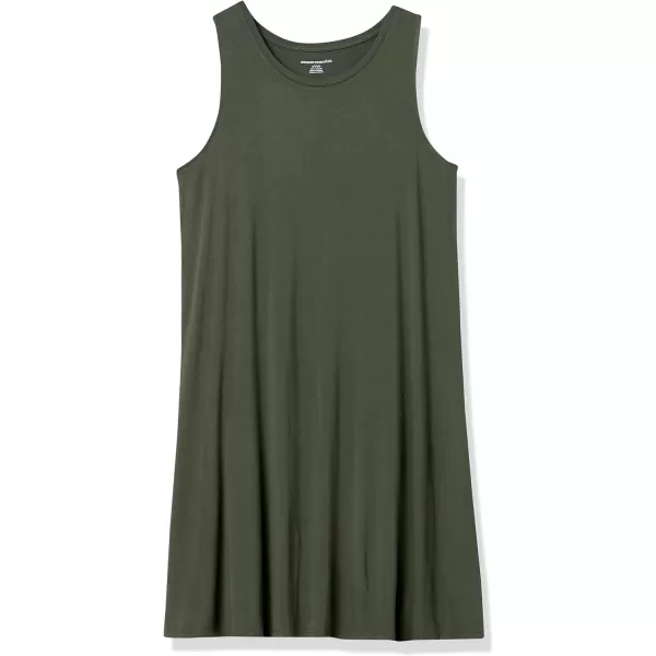 Amazon Essentials Womens Tank Swing Dress Available in Plus SizeRayon Blend Dark Olive