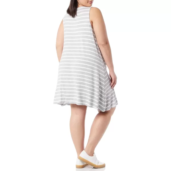 Amazon Essentials Womens Tank Swing Dress Available in Plus SizeRayon Blend Grey Heather French Stripe