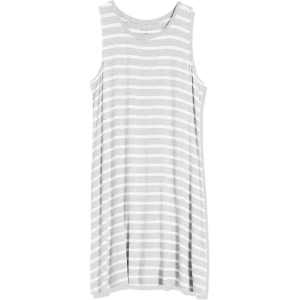 Amazon Essentials Womens Tank Swing Dress Available in Plus SizeRayon Blend Grey Heather French Stripe