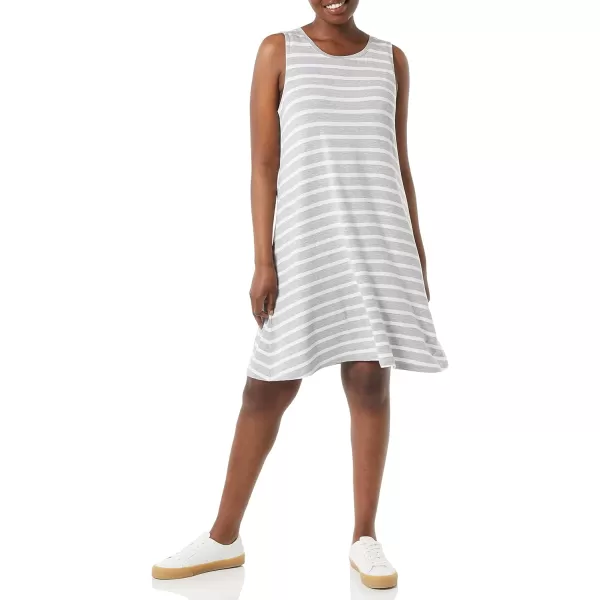 Amazon Essentials Womens Tank Swing Dress Available in Plus SizeRayon Blend Grey Heather French Stripe