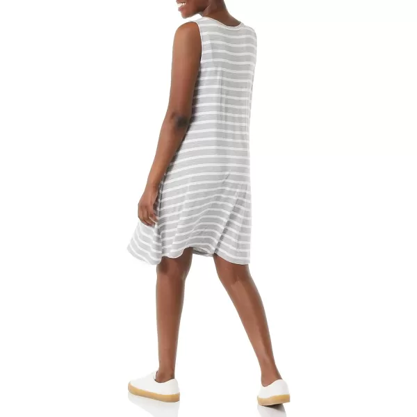 Amazon Essentials Womens Tank Swing Dress Available in Plus SizeRayon Blend Grey Heather French Stripe