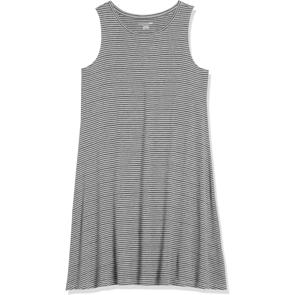 Amazon Essentials Womens Tank Swing Dress Available in Plus SizeRayon Blend Grey Heather Stripe