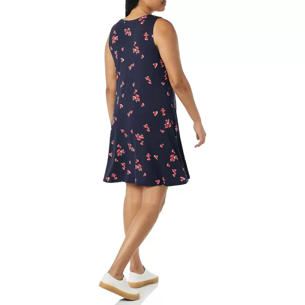 Amazon Essentials Womens Tank Swing Dress Available in Plus SizeRayon Blend Navy Tulips