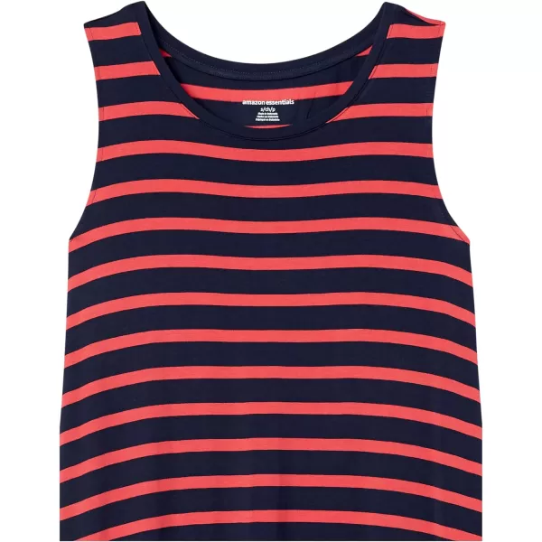 Amazon Essentials Womens Tank Swing Dress Available in Plus SizeRayon Blend Red French Stripe