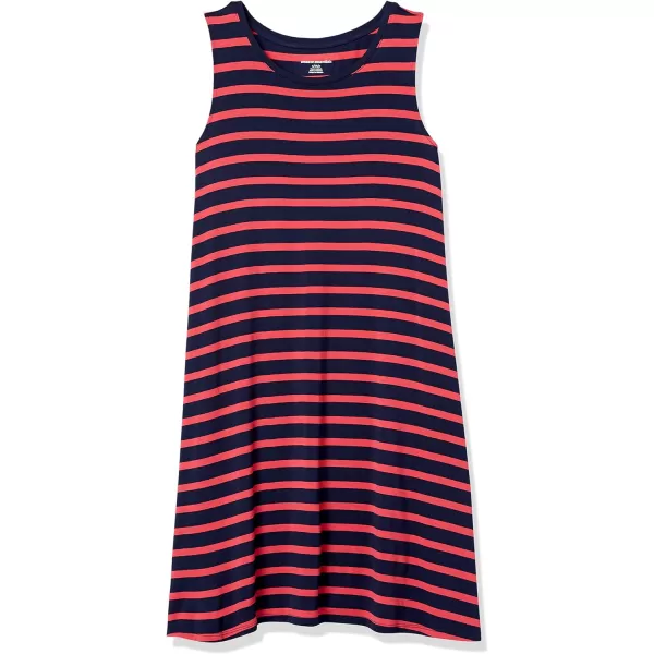 Amazon Essentials Womens Tank Swing Dress Available in Plus SizeRayon Blend Red French Stripe