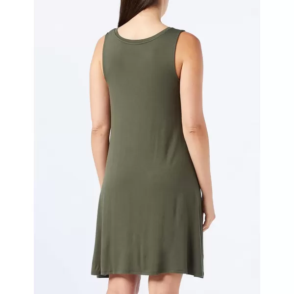 Amazon Essentials Womens Tank Swing Dress Available in Plus SizeSustainably Sourced Rayon Blend Dark Olive