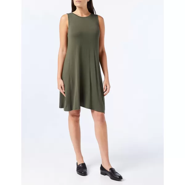 Amazon Essentials Womens Tank Swing Dress Available in Plus SizeSustainably Sourced Rayon Blend Dark Olive