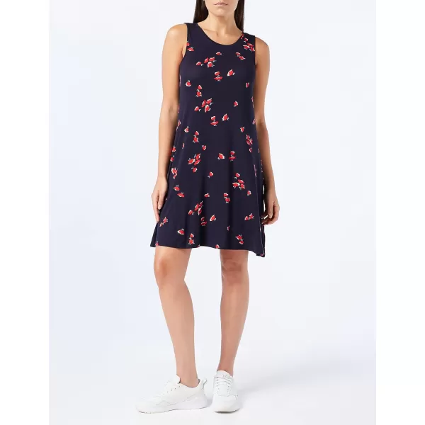 Amazon Essentials Womens Tank Swing Dress Available in Plus SizeSustainably Sourced Rayon Blend Navy Tulips