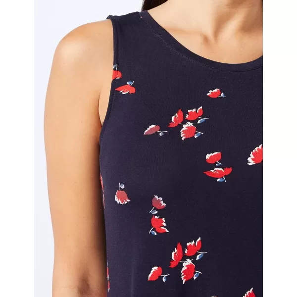 Amazon Essentials Womens Tank Swing Dress Available in Plus SizeSustainably Sourced Rayon Blend Navy Tulips