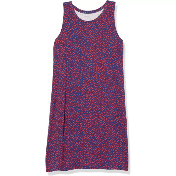 Amazon Essentials Womens Tank Swing Dress Available in Plus SizeSustainably Sourced Rayon Blend NavyRed Dots