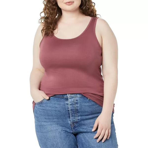 Amazon Essentials Womens Tank Top Available in Plus Size Multipacks2 BeigeRaspberry Red