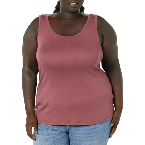 Amazon Essentials Womens Tank Top Available in Plus Size Multipacks2 BeigeRaspberry Red