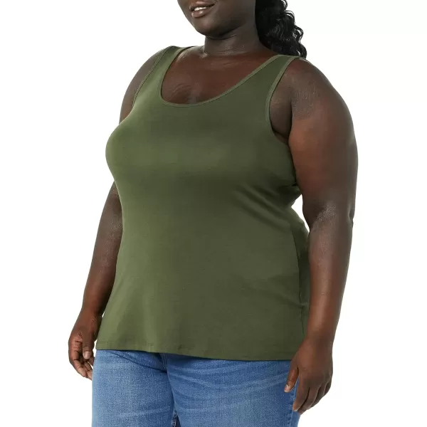 Amazon Essentials Womens Tank Top Available in Plus Size Multipacks2 BlackDark Olive