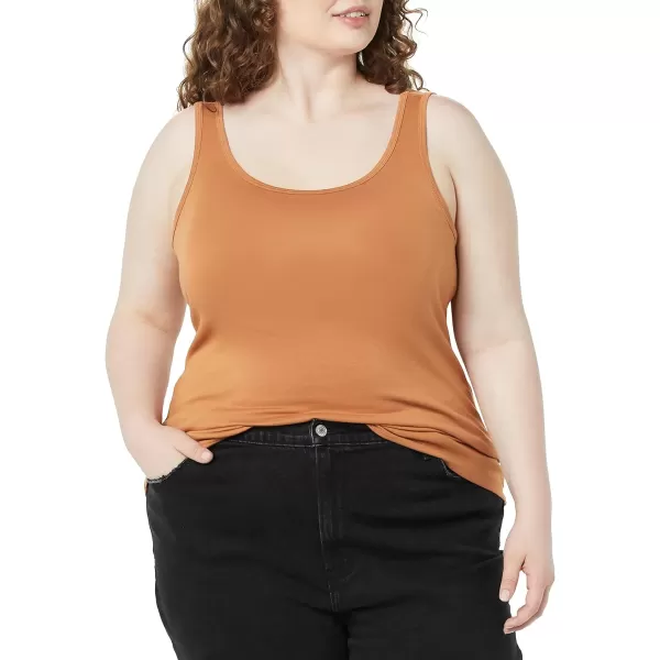 Amazon Essentials Womens Tank Top Available in Plus Size Multipacks2 Light CaramelDeep Brown