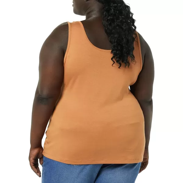 Amazon Essentials Womens Tank Top Available in Plus Size Multipacks2 Light CaramelDeep Brown