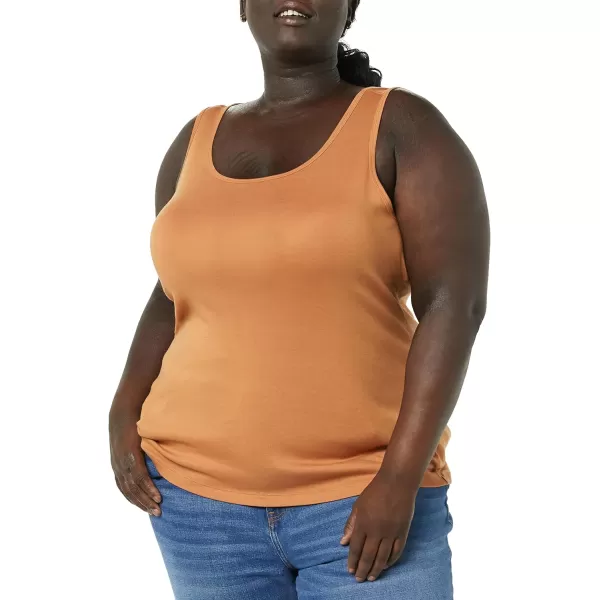 Amazon Essentials Womens Tank Top Available in Plus Size Multipacks2 Light CaramelDeep Brown