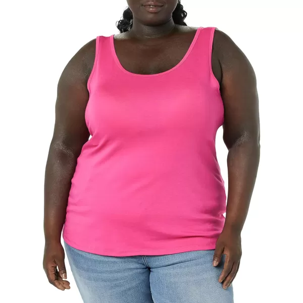 Amazon Essentials Womens Tank Top Available in Plus Size Multipacks2 WhiteDark Pink