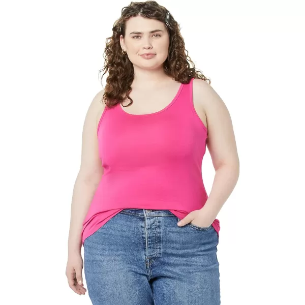 Amazon Essentials Womens Tank Top Available in Plus Size Multipacks2 WhiteDark Pink