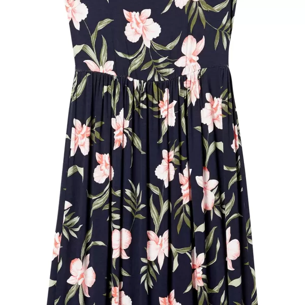 Amazon Essentials Womens Tank Waisted Maxi Dress Available in Plus SizeRayon Blend Navy Tropical