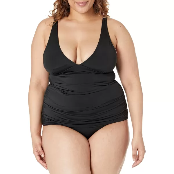 Amazon Essentials Womens Tankini Swim Top Available in Plus SizeWashed Black