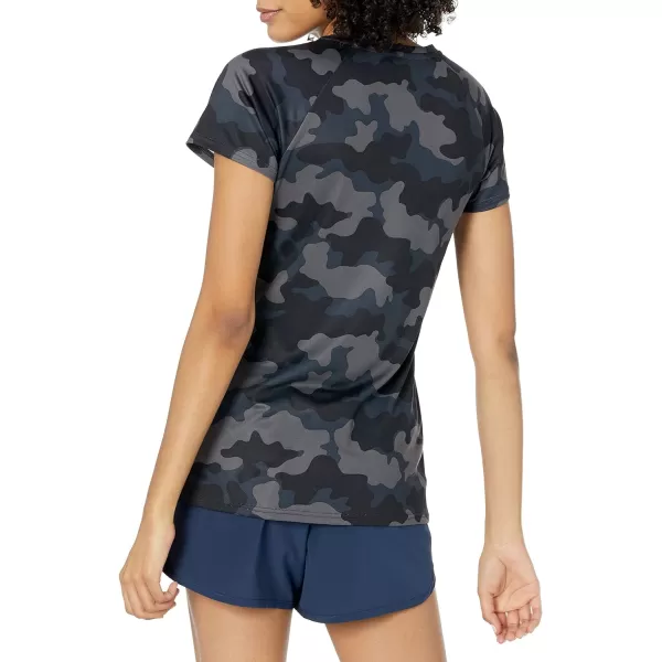 Amazon Essentials Womens Tech Stretch CapSleeve TShirt Pack of 22 BlackCharcoal Camo