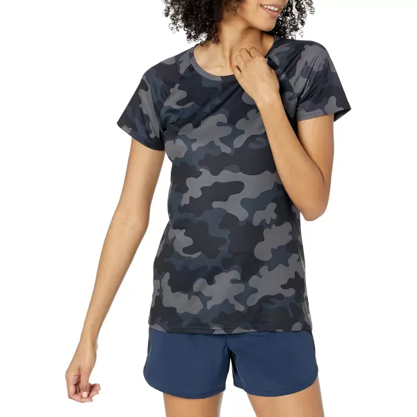 Amazon Essentials Womens Tech Stretch CapSleeve TShirt Pack of 22 BlackCharcoal Camo