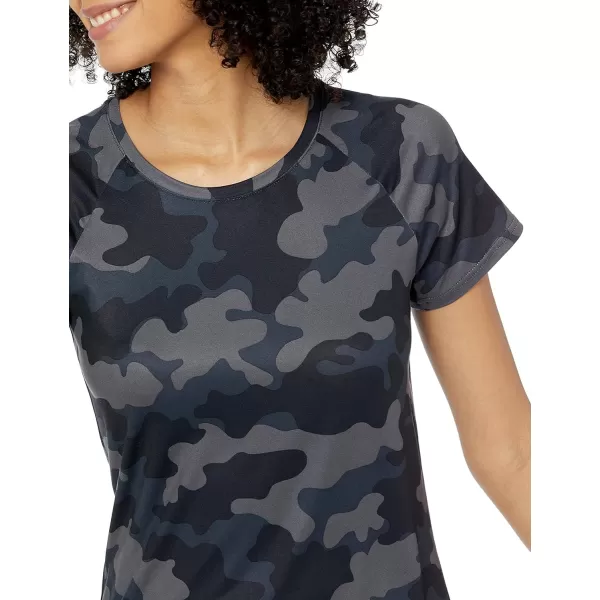 Amazon Essentials Womens Tech Stretch CapSleeve TShirt Pack of 22 BlackCharcoal Camo