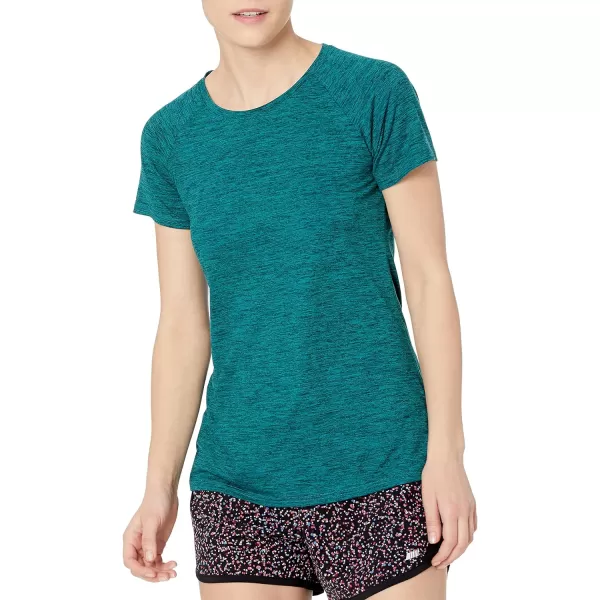 Amazon Essentials Womens Tech Stretch CapSleeve TShirt Pack of 22 Washed Teal GreenSpace Dye