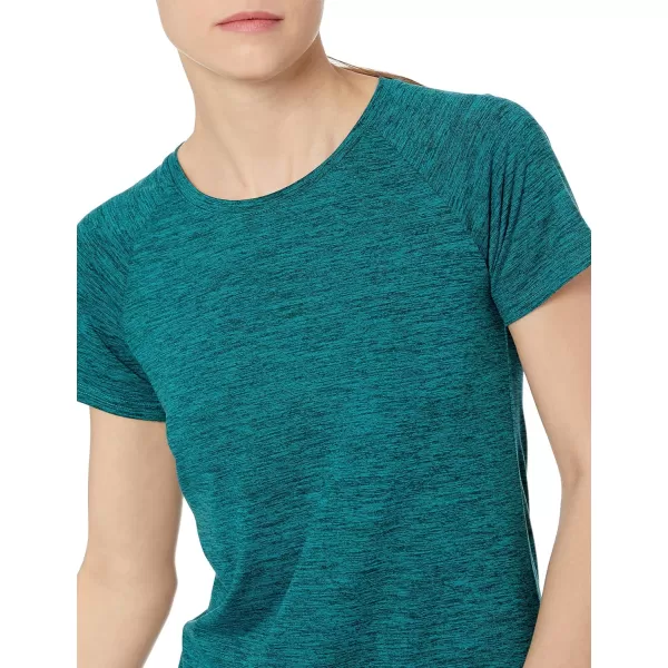 Amazon Essentials Womens Tech Stretch CapSleeve TShirt Pack of 22 Washed Teal GreenSpace Dye