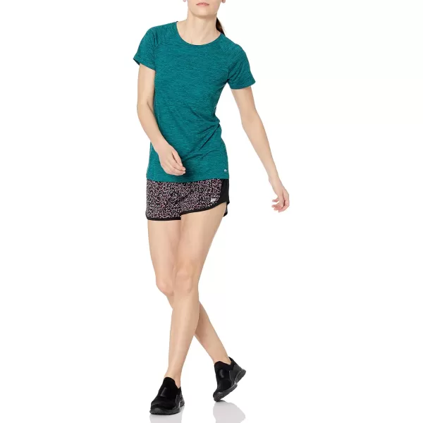 Amazon Essentials Womens Tech Stretch CapSleeve TShirt Pack of 22 Washed Teal GreenSpace Dye