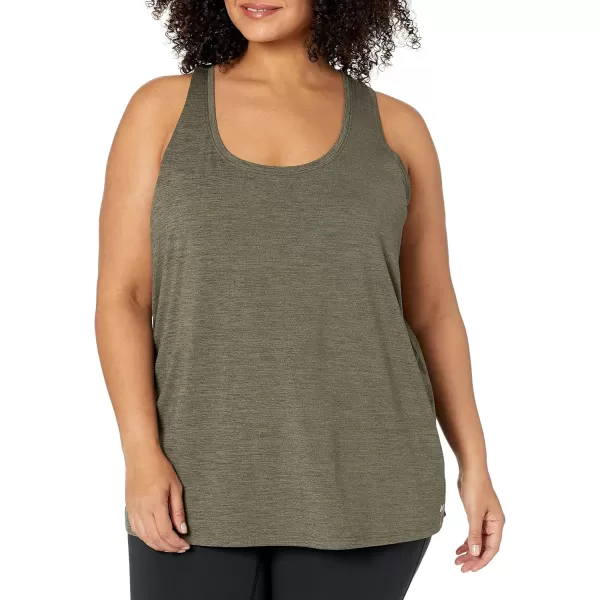 Amazon Essentials Womens Tech Stretch Racerback Tank Top Available in Plus Size Multipacks2 BlackOlive Space Dye