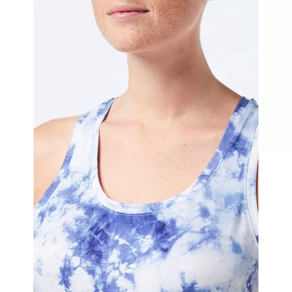 Amazon Essentials Womens Tech Stretch Racerback Tank Top Available in Plus Size Multipacks2 NavyWhite Tie Dye