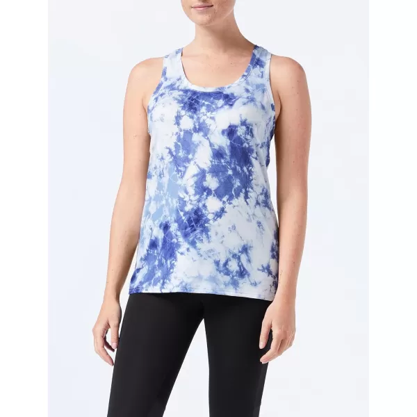 Amazon Essentials Womens Tech Stretch Racerback Tank Top Available in Plus Size Multipacks2 NavyWhite Tie Dye
