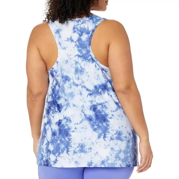 Amazon Essentials Womens Tech Stretch Racerback Tank Top Available in Plus Size Multipacks2 NavyWhite Tie Dye