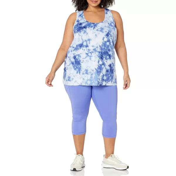 Amazon Essentials Womens Tech Stretch Racerback Tank Top Available in Plus Size Multipacks2 NavyWhite Tie Dye