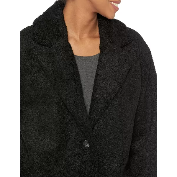 Amazon Essentials Womens Teddy Bear Fleece OversizedFit Lapel Jacket Previously Daily RitualBlack