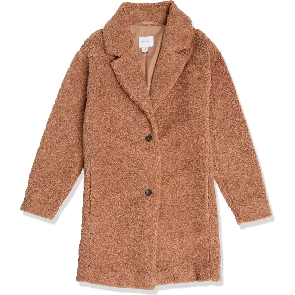 Amazon Essentials Womens Teddy Bear Fleece OversizedFit Lapel Jacket Previously Daily RitualCamel