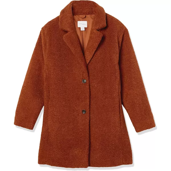 Amazon Essentials Womens Teddy Bear Fleece OversizedFit Lapel Jacket Previously Daily RitualCaramel