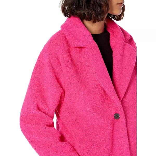 Amazon Essentials Womens Teddy Bear Fleece OversizedFit Lapel Jacket Previously Daily RitualFuchsia