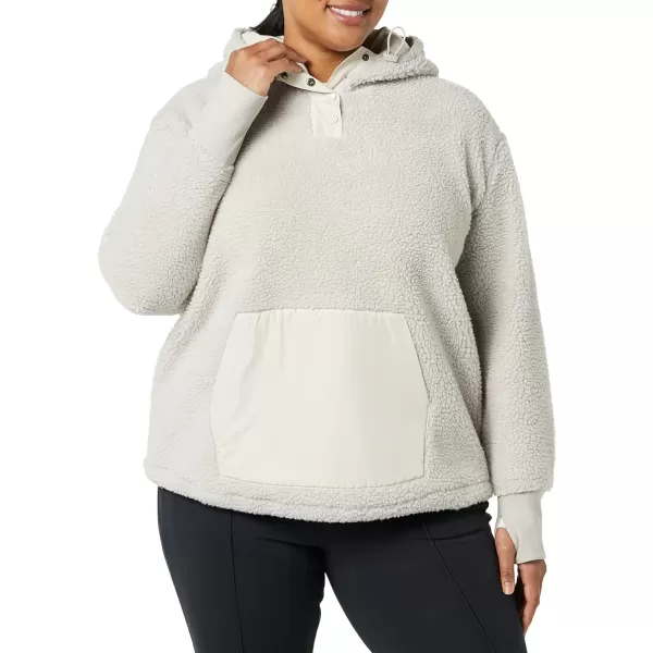 Amazon Essentials Womens Teddy Fleece Pullover Jacket Available in Plus SizeLight Grey