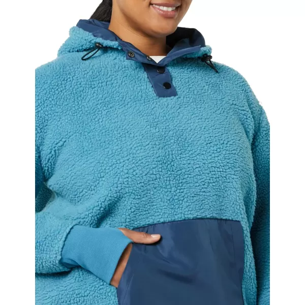 Amazon Essentials Womens Teddy Fleece Pullover Jacket Available in Plus SizeTeal Blue