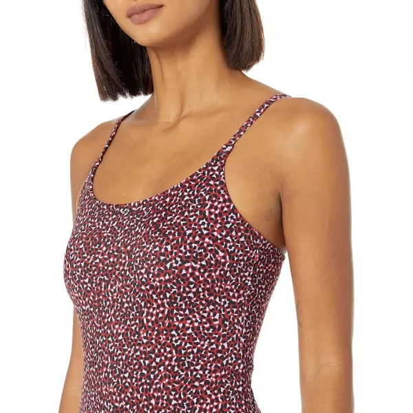 Amazon Essentials Womens Thin Strap onePiece SwimsuitBrick Red Leopard