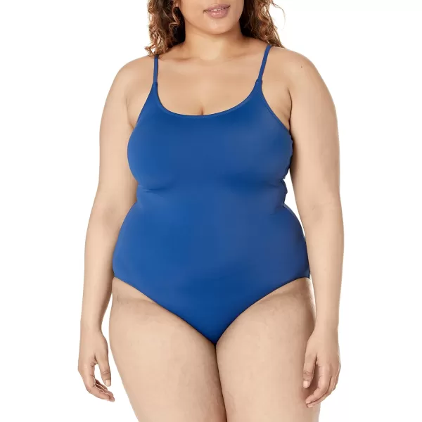 Amazon Essentials Womens Thin Strap onePiece SwimsuitDeep Blue