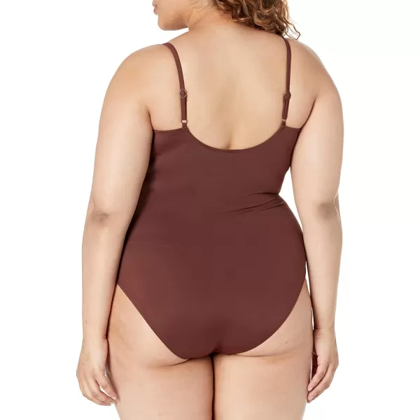 Amazon Essentials Womens Thin Strap onePiece SwimsuitDeep Brown