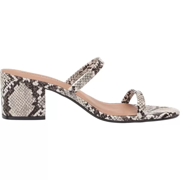 Amazon Essentials Womens Thin Two Strap Heeled SlideBlack White Snake Print